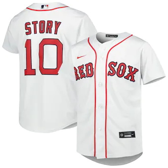 youth nike trevor story white boston red sox home replica p